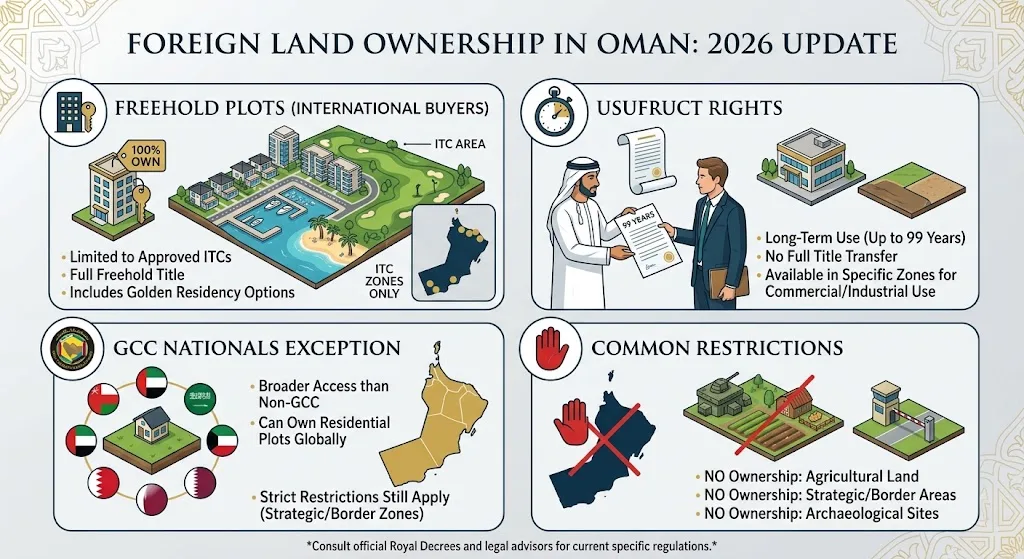 Can Foreigners Buy Land in Oman? Freehold Plots, Usufruct and the GCC Exception