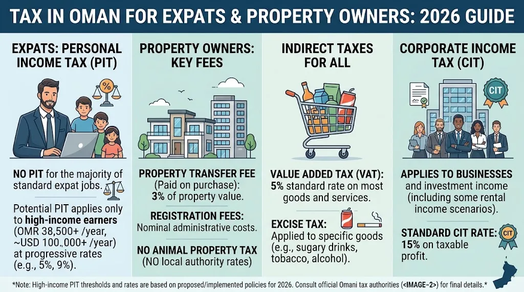 Tax in Oman for Expats and Property Owners: What You Actually Pay in 2026